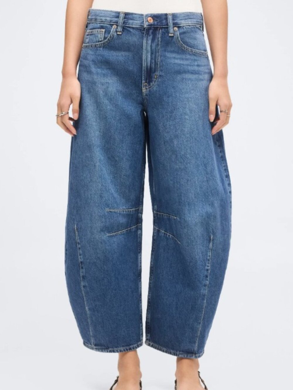 Gap Fast Horseshoe Dark Indigo High Rise Barrel Jeans Size 25 0P EUC